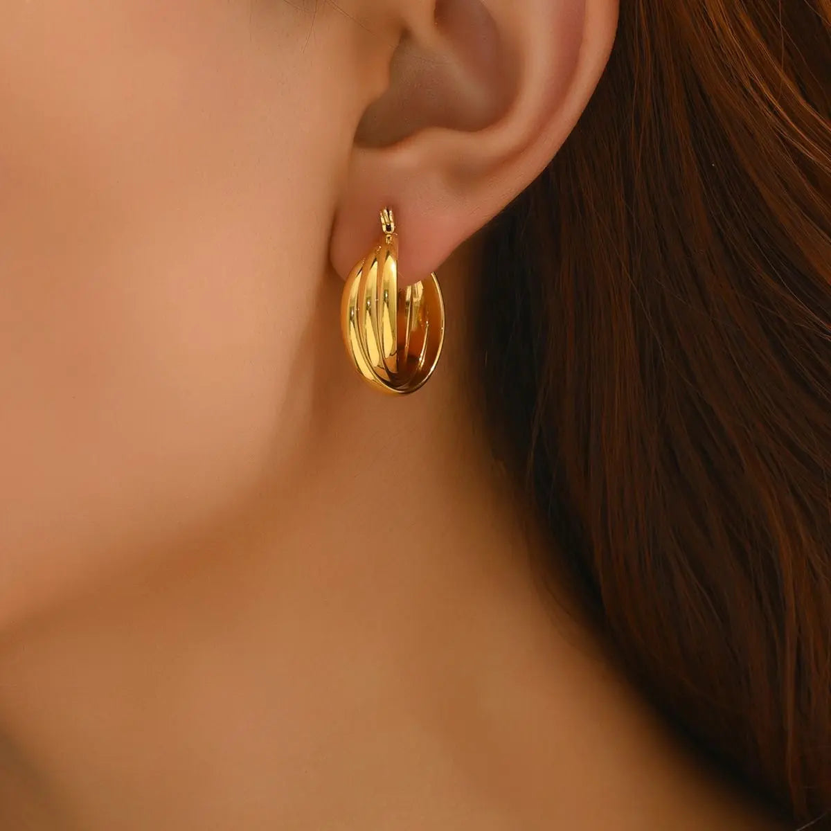 Diana Boucles d’Oreilles - Élégance Contemporaine en Plaqué Or Inad Création