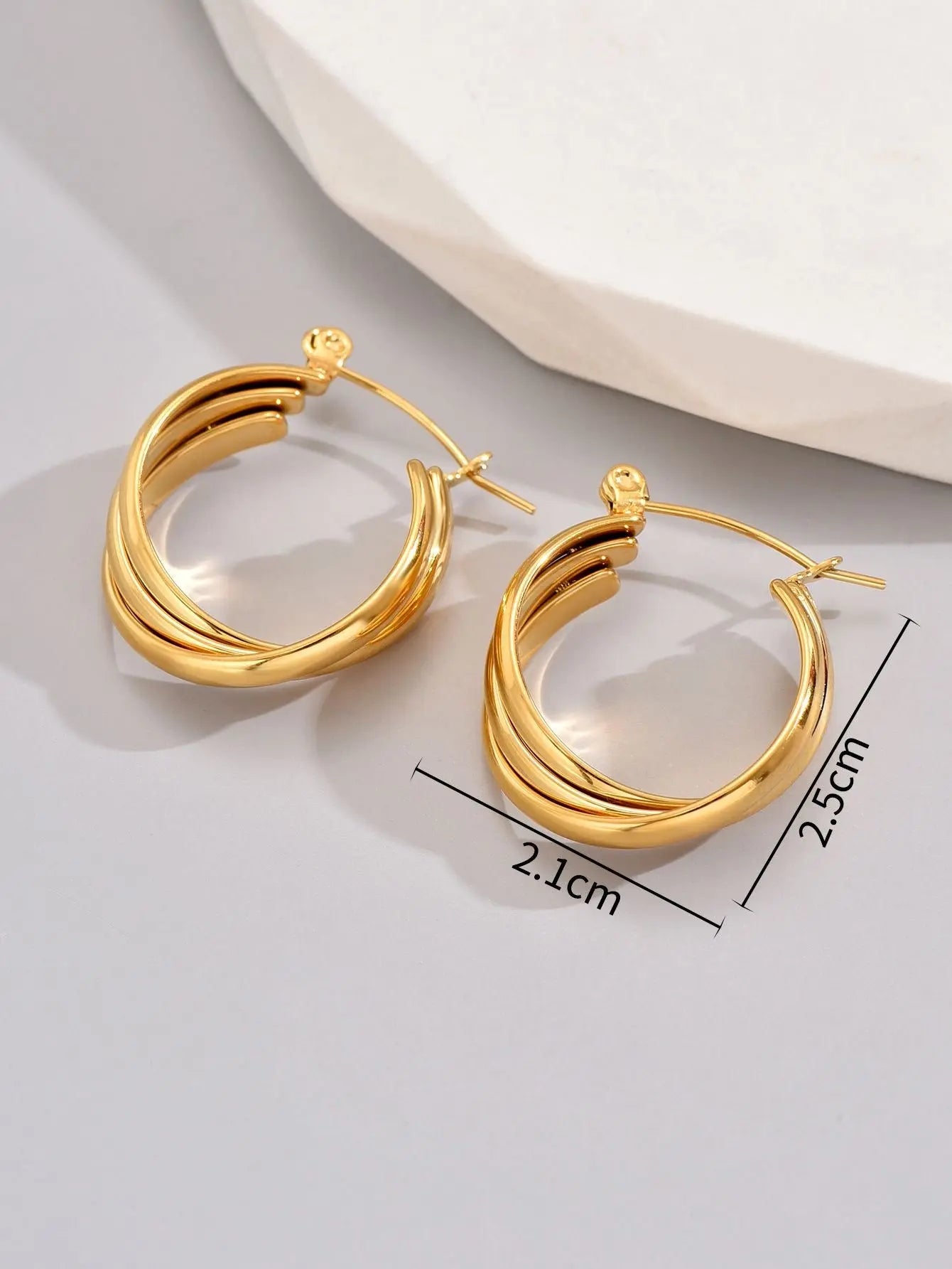 Diana Boucles d’Oreilles - Élégance Contemporaine en Plaqué Or Inad Création